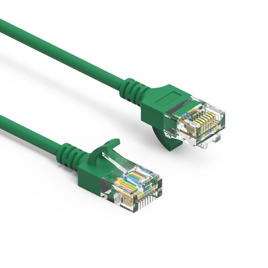 Cat6A Slim Ethernet Patch Cable, 28AWG, Snagless Boot - Green