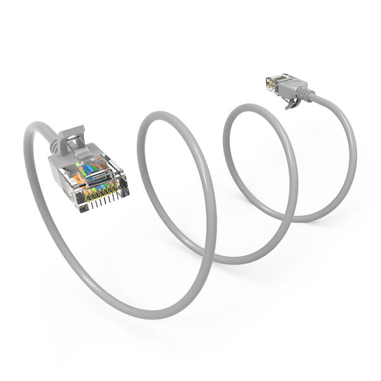 Cat6A Slim Ethernet Patch Cable, 28AWG, Snagless Boot - Gray