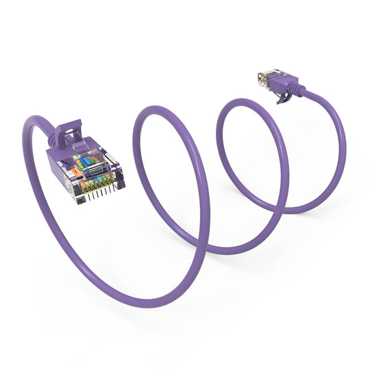 Cat6A Slim Ethernet Patch Cable, Snagless Boot - Purple