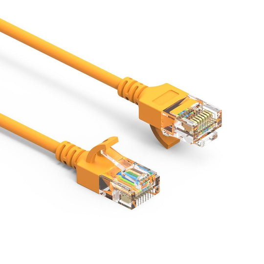 Cat6A Slim Ethernet Patch Cable, 28AWG, Snagless Boot - Yellow