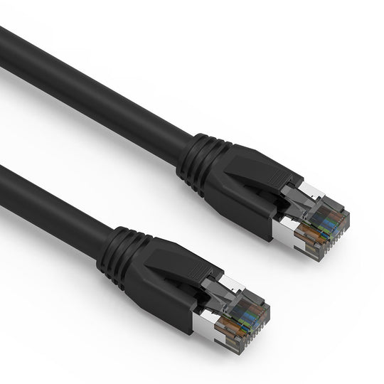 Cat8 S/FTP Shielded Ethernet Patch Cable, Snagless Boot, (0.5-50ft) - Black