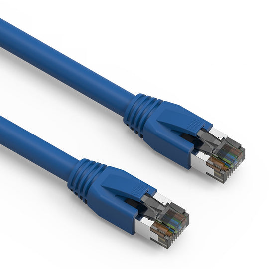 Cat8 S/FTP Shielded Ethernet Patch Cable, Snagless Boot, (0.5-50ft) - Blue