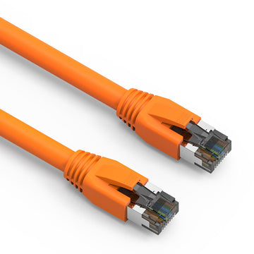Cat8 S/FTP Shielded Ethernet Patch Cable, Snagless Boot, (0.5-50ft) - Orange