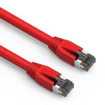 Cat8 S/FTP Shielded Ethernet Patch Cable, Snagless Boot, (0.5-50ft) - Red