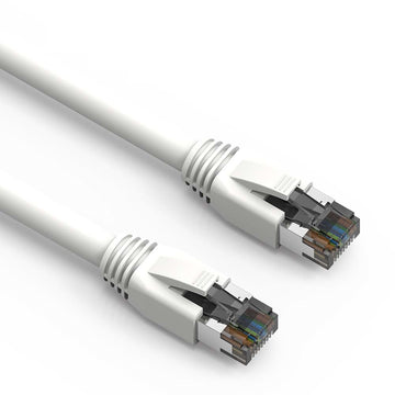 Cat8 S/FTP Shielded Ethernet Patch Cable, Snagless Boot, (0.5-50ft) - White