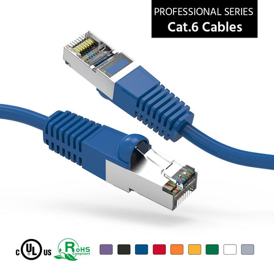 Cat6 Shielded Ethernet Patch Cable, Snagless Boot - Blue