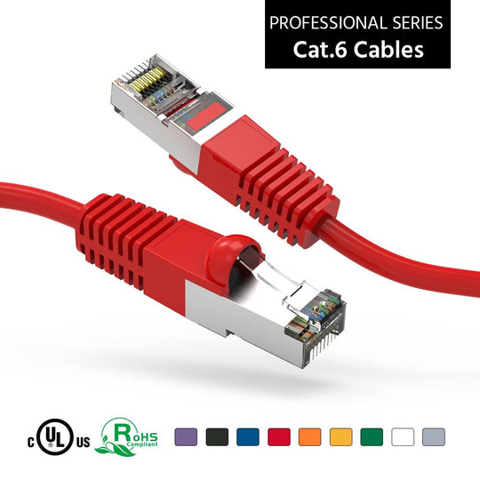 Cat6 Shielded Ethernet Patch Cable, Snagless Boot - Red