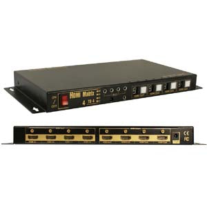 HDMI 4x4 Matrix with IR Remote Control Extension, 1080p