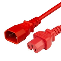 World Cord C14 C15 15A 250V 14/3 SJT Power Cord - Red