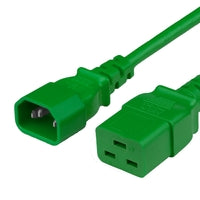 World Cord C14 to C19 15A 250V 14AWG SJT Power Cord - Green