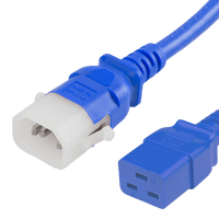 World Cord P-Lock C14 to C19 15A 250V 14/3 SJT Power Cord - Blue