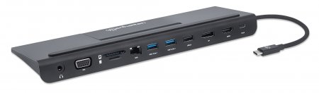 Manhattan USB-C 11-in-1 Triple-Monitor Docking Station with MST, 153478