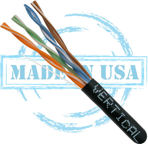 Vertical Cable 1000ft Solid Plenum Cat5E Cable - 24AWG 350MHz CMP Made in the USA