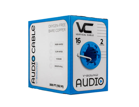 Vertical Cable 500ft 16 Gauge In-Wall Speaker Wire, CL3, 16/2 - White