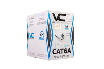 Vertical Cable Cat6A CM UTP – SLIM TYPE – 28AWG, Stranded, 1000ft Box