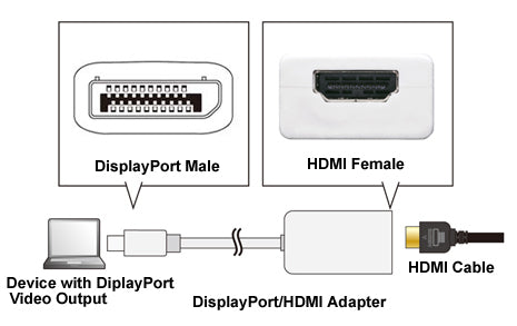 DisplayPort to HDMI Female Adapter with Flexible Cable