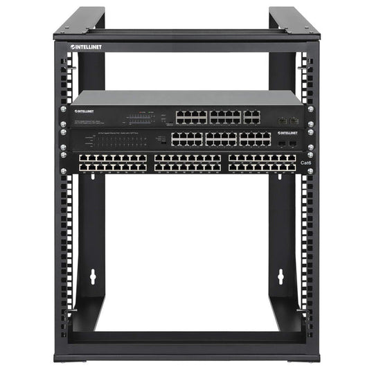 Intellinet 19" Wall Mount Open Frame Network Rack, Front-Hinged Swing Frame - 12U