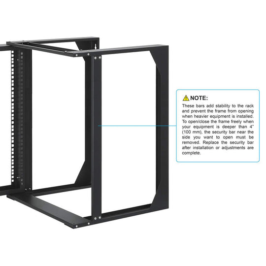 Intellinet 19" Wall Mount Open Frame Network Rack, Front-Hinged Swing Frame - 12U