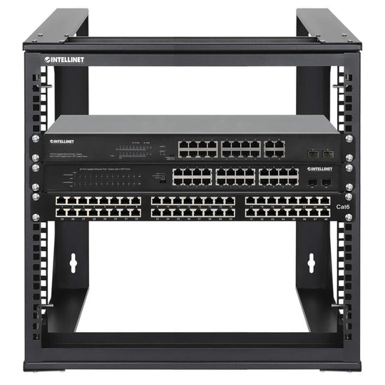 Intellinet 19" Wall Mount Open Frame Network Rack, Front-Hinged Swing Frame - 9U