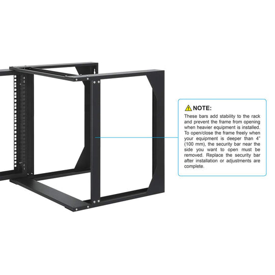 Intellinet 19" Wall Mount Open Frame Network Rack, Front-Hinged Swing Frame - 9U