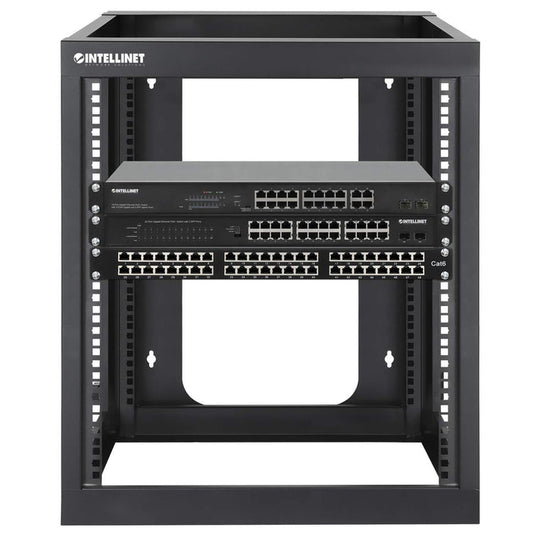 Intellinet 19" Wall Mount Open Frame Network Rack, Rear-hinged Swing Frame - 12U
