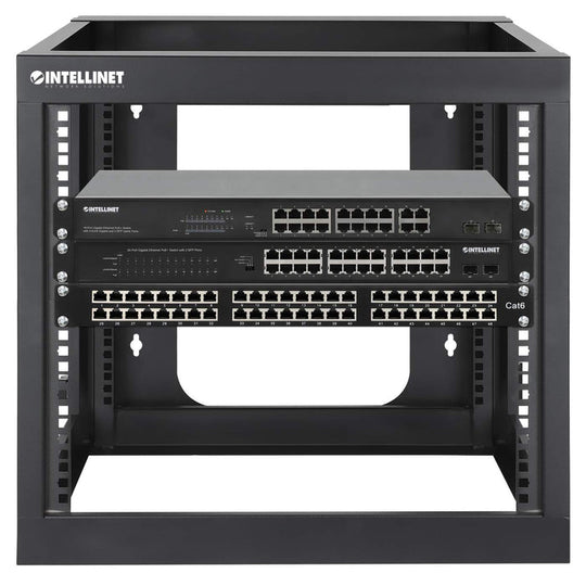 Intellinet 19" Wall Mount Open Frame Network Rack, Rear-hinged Swing Frame - 9U