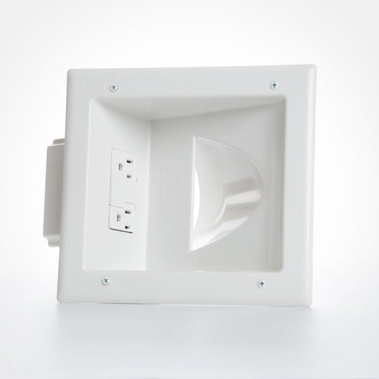 DataComm Recessed Low Voltage Media Plate w/ Duplex Surge Suppressor
