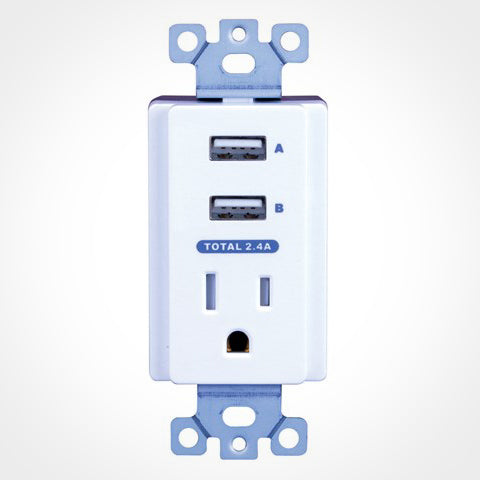 Vanco USBWP5V Dual USB In-Wall Charger with AC