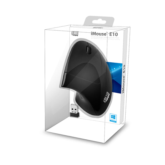 Adesso IMOUSE E10 2.4 GHz RF Wireless Vertical Ergonomic Mouse
