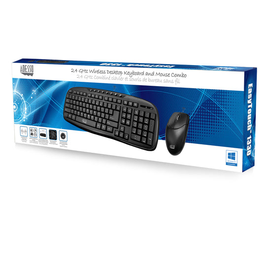Adesso WKB-1330CB 2.4 GHz Wireless Desktop Keyboard and Mouse Combo