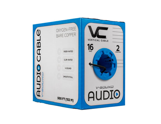 Vertical Cable 500ft 16 Gauge In-Wall Speaker Wire, CL3, 16/2 - Black