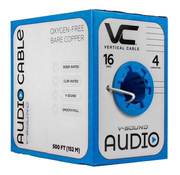 Vertical Cable 500ft 16 Gauge In-Wall Speaker Wire, CL3 16/4 - White