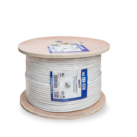Vertical Cable 1000ft 16 Gauge In-Wall Speaker Wire - CL3 16/4, White
