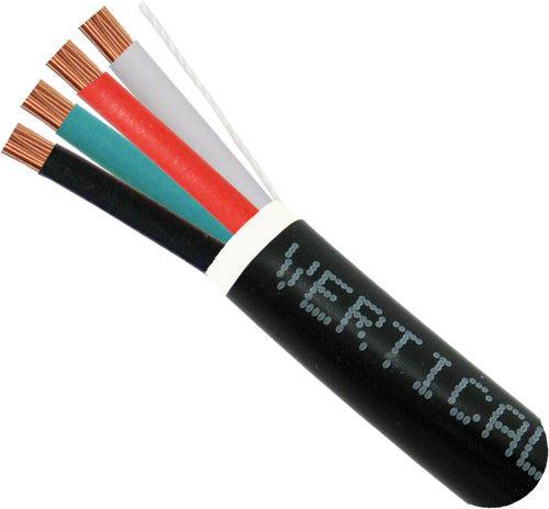 Vertical Cable 500ft 16 Gauge Outdoor Speaker Wire - PVC CL2 16/4, Black