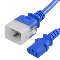 World Cord LOCKING C20 to C13 15A 250V 14/3 SJT Power Cord - Blue