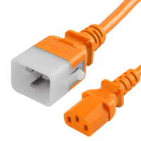 World Cord LOCKING C20 to C13 15A 250V 14/3 SJT Power Cord - Orange