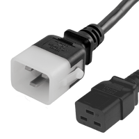 World Cord P-Lock C20 to C19 20A 250V 12/3 SJT Power Cord - Black