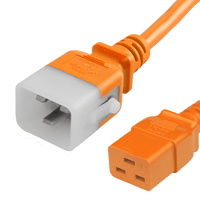 World Cord P-Lock C20 to C19 20A 250V 12/3 SJT Power Cord - Orange