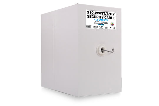 Vertical Cable Alarm-Security Cable, Shielded, 22AWG, 6 Conductor Stranded - 1000ft Box