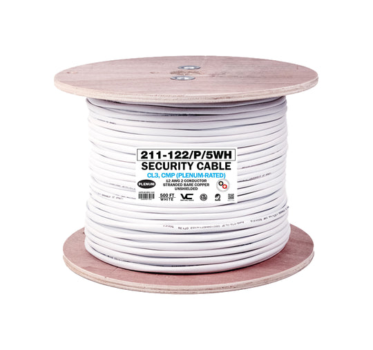 Vertical Cable 12/2 CL3P, CMP Plenum Rated, Stranded, Bare Copper Conductors, 500ft Spool