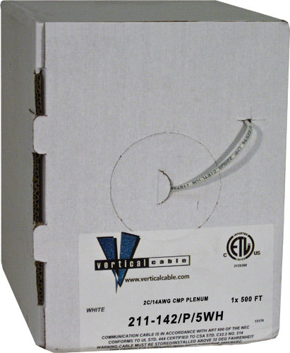 Vertical Cable 14/2 CL3P, CMP Plenum Rated, Unshielded, Stranded, Bare Copper Conductors - 500ft Pull Box