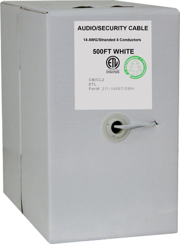 Vertical Cable 14/4 CL3P, CMP Plenum Rated, Unshielded, Stranded, Bare Copper Conductors - 500ft Pull Box