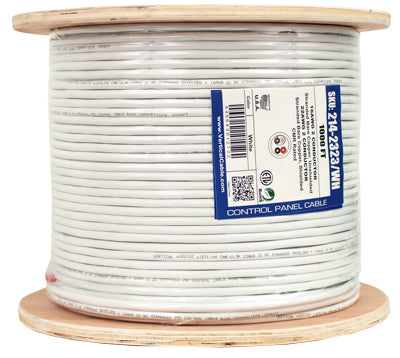 Vertical Cable LIGHTING CONTROL CABLE Riser: 22/2(Shielded) Data + 16/2 Power, Stranded, White, 1000ft Spool