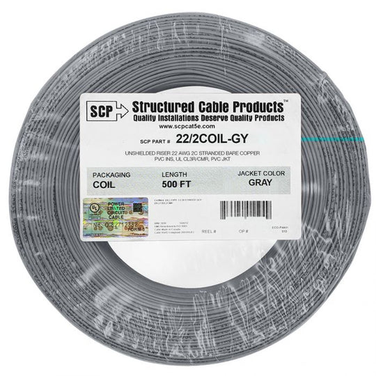 SCP 2C/22 AWG Stranded PVC Coil Pack Security Alarm Cable - 500FT