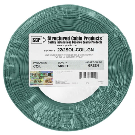 SCP 2C/22 AWG SOLID COPPER PVC COIL PACK Security Alarm Cable - 500 FT