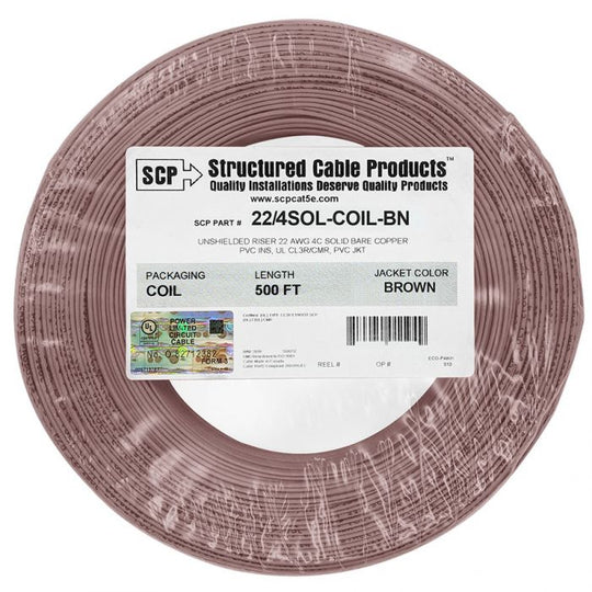 SCP 4C/22 AWG SOLID COPPER PVC COIL PACK Security Alarm Cable - 500 FT