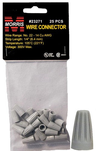 Morris 23271 Screw-On Wire Connectors P1 Gray Hanging Bag 25 Pack