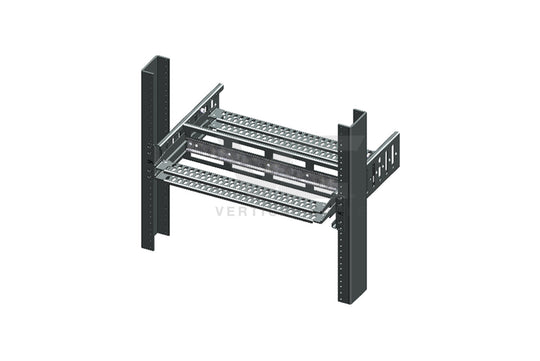 Vertical Cable DIN-Rail to Equipment Rack Adapter Bracket, Foldable, 2-RMU, 8-in Deep