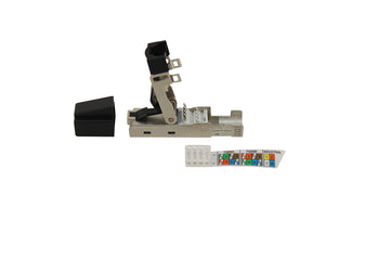 Vertical Cable Modular Plug, 8P8C, CAT6A, STP, Ruggedized, Field-Terminatable, Slim-Profile - 10 Pack