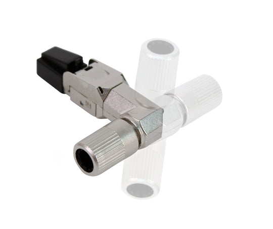 Vertical Cable Modular Plug, 8P8C, CAT6A, STP, Ruggedized, Field-Terminatable, 90-Deg Variable Direction - 10 Pack